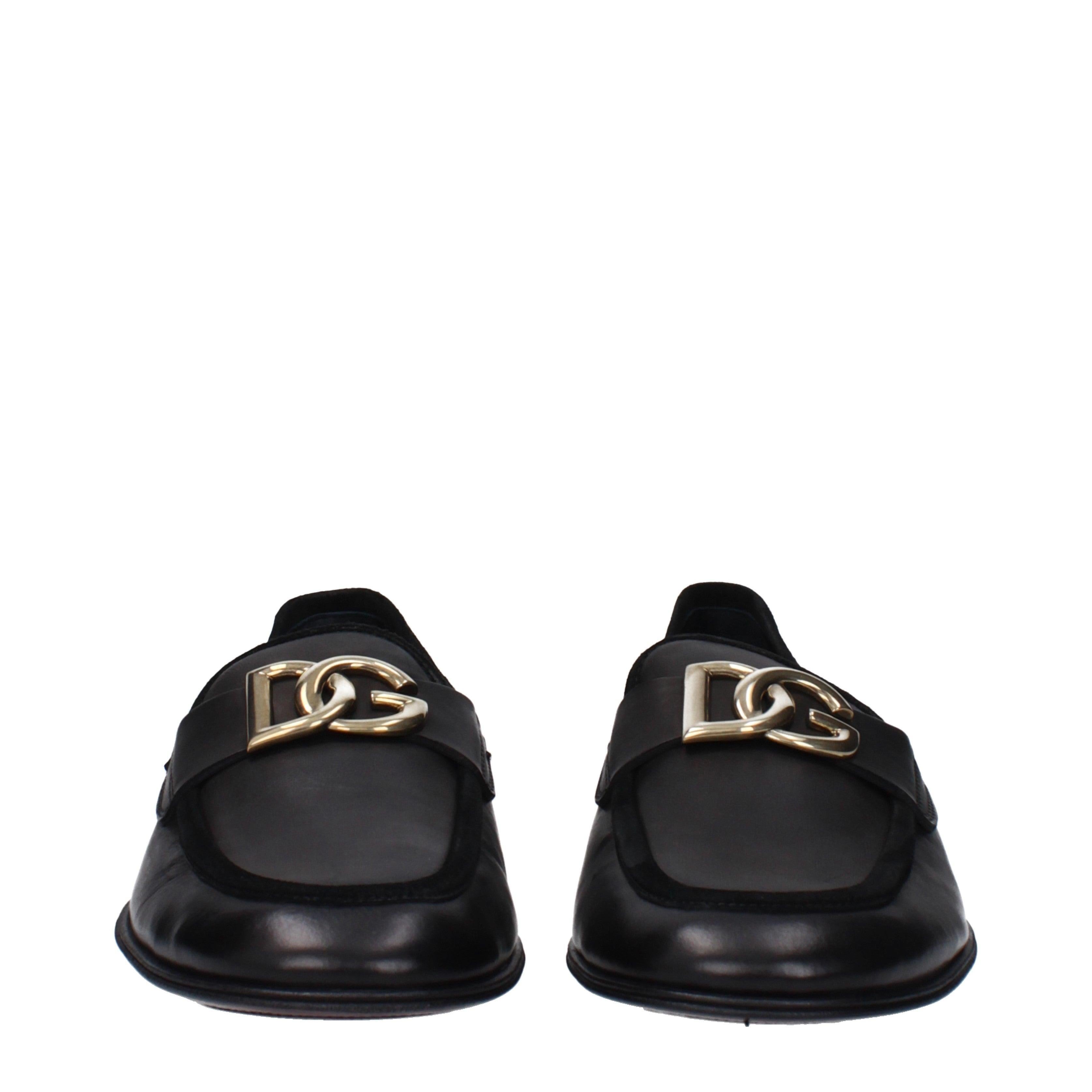 Dolce & Gabbana Men’s Leather Loafer with DG Buckle