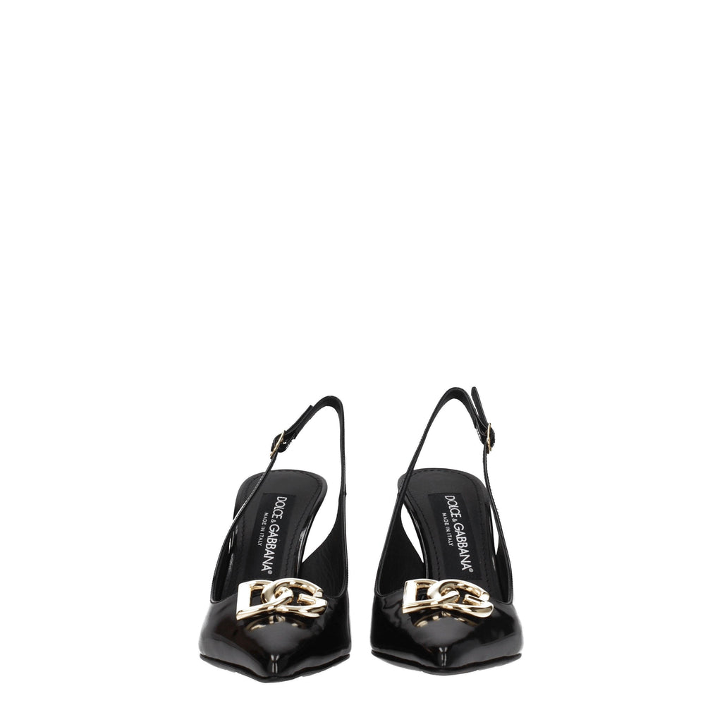 Dolce & Gabbana Women's Slingback Patent Leather Heels with Logo Detail