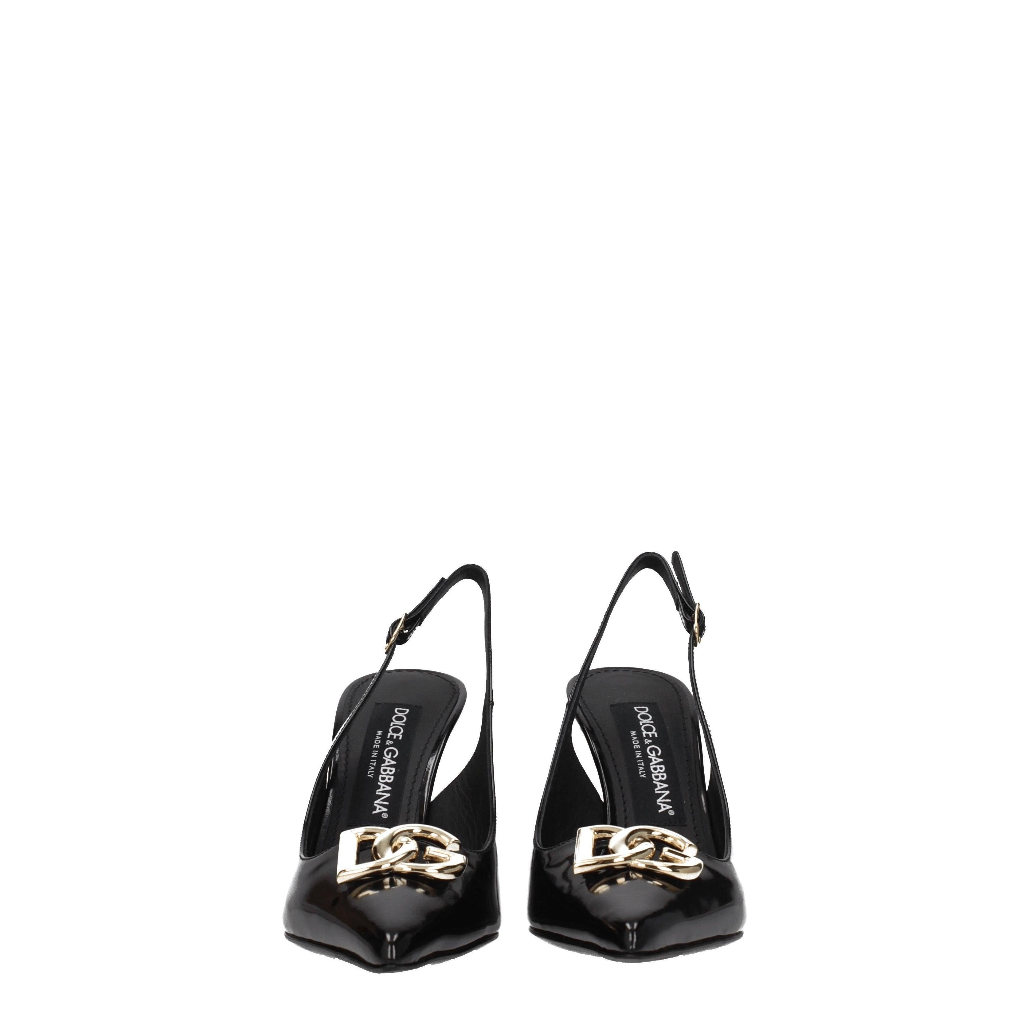 Dolce & Gabbana Women's Slingback Patent Leather Heels with Logo Detail