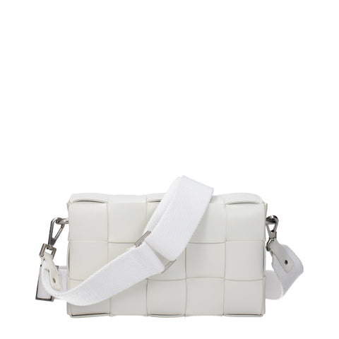 Bottega Veneta Women’s Maxi Intrecciato White Leather Bag with AirPods Pouch