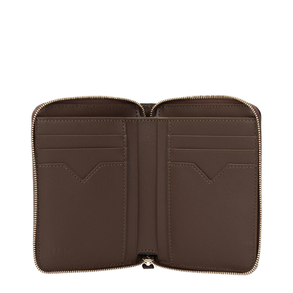 Fendi Women's FF Embossed Brown Leather Wallet