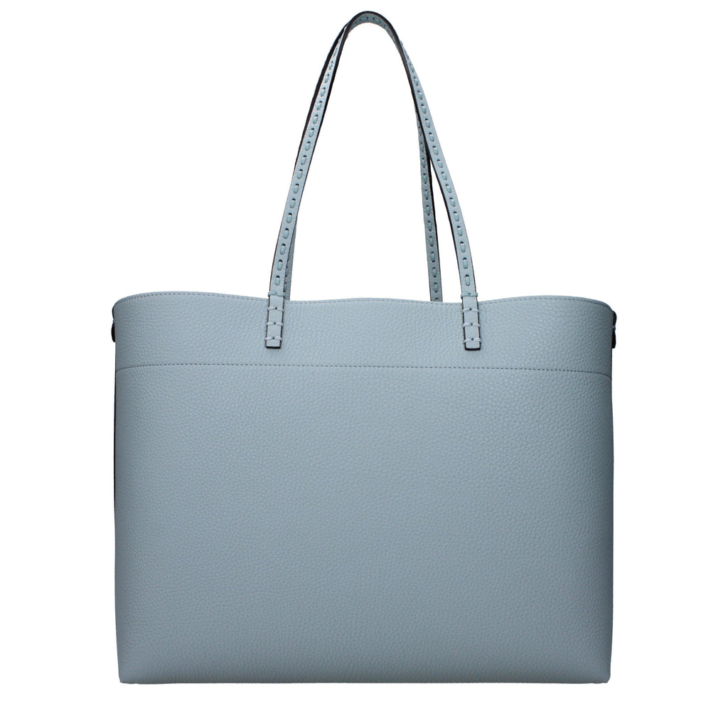 Fendi Medium Roll Light Blue Selleria shopper with 218 hand-sewn topstitches