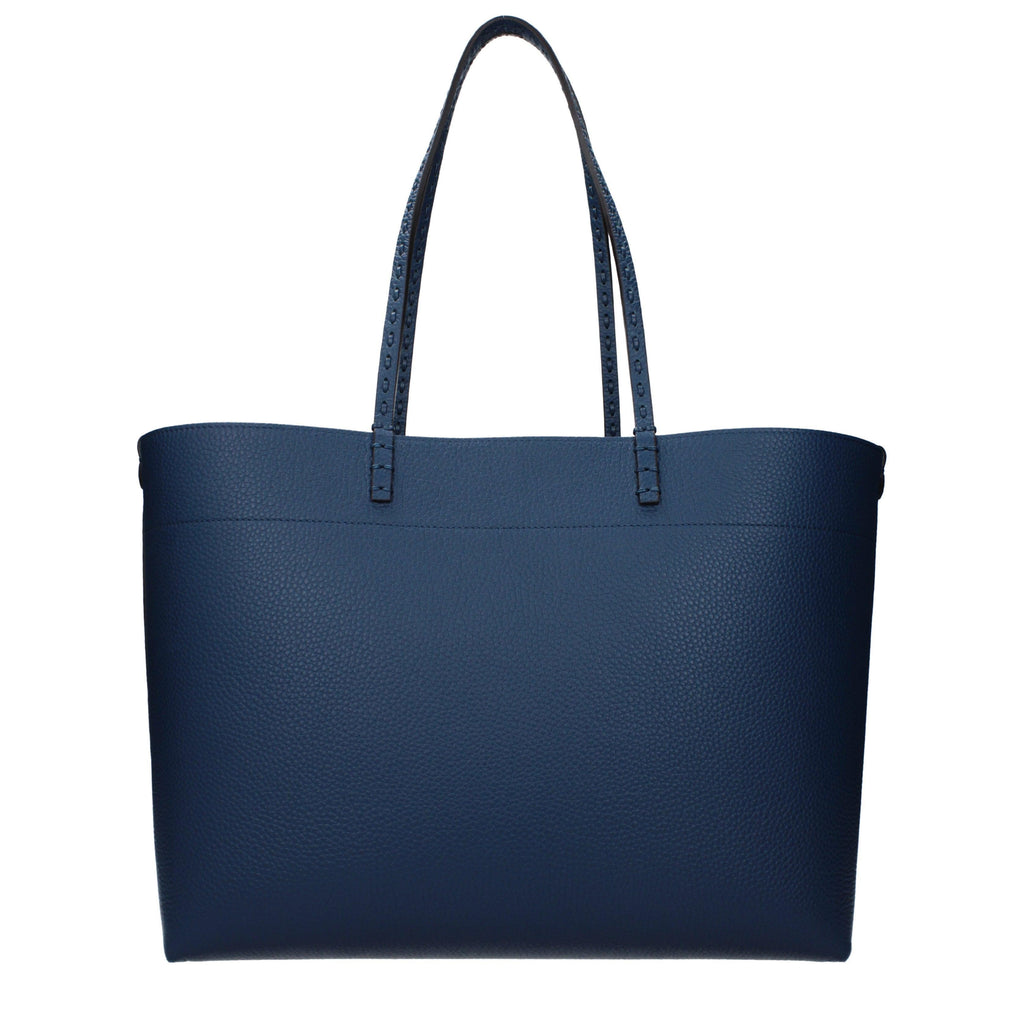 Fendi Medium Roll Navy Selleria shopper with 218 hand-sewn topstitches