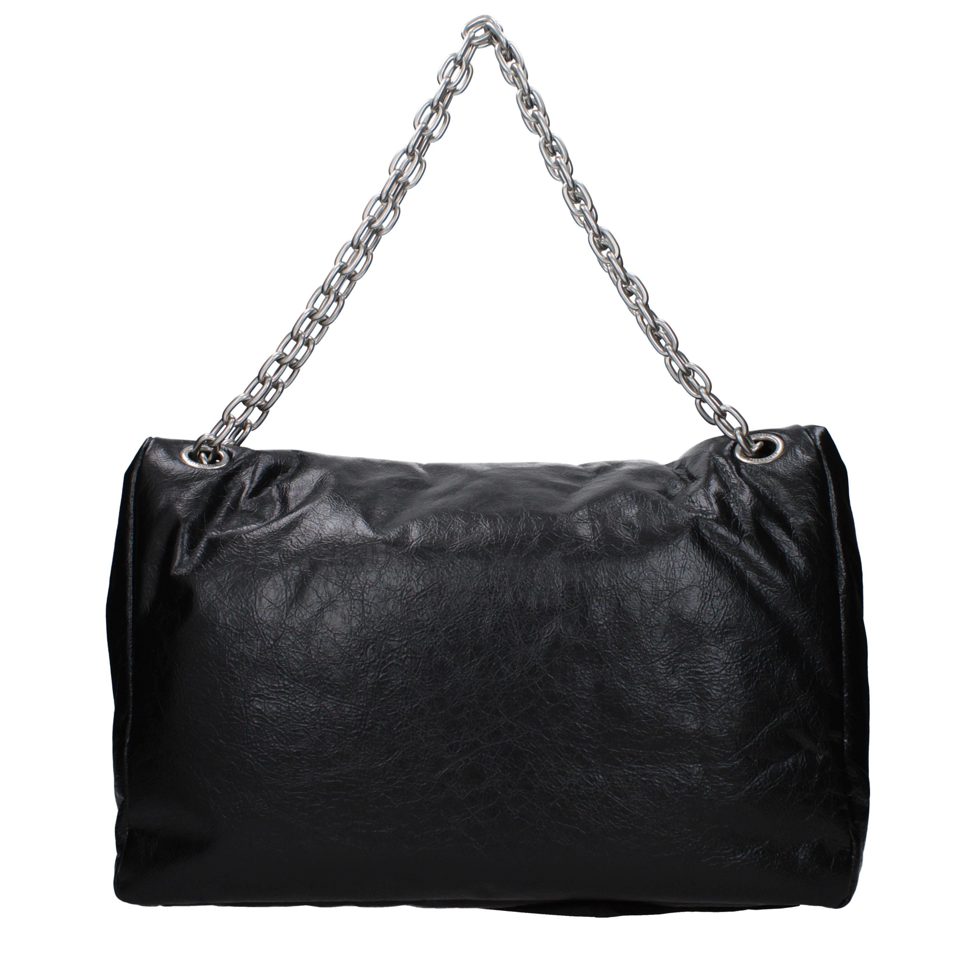 Balenciaga Large Monaco Tote Bag in Black Calf Leather with Chain Strap