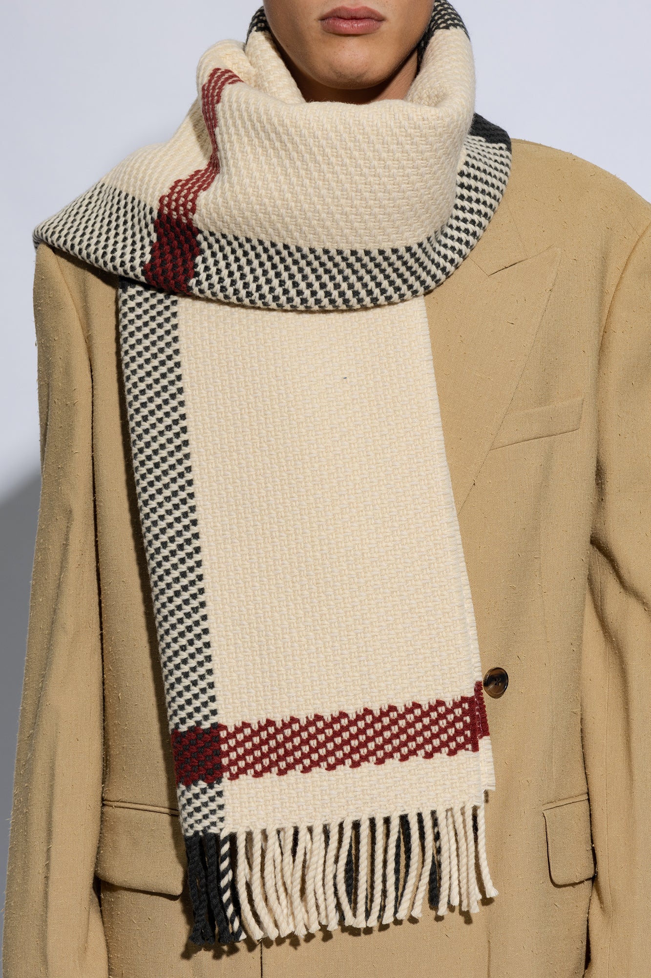 Burberry Beige Wool Scarf – Classic Check