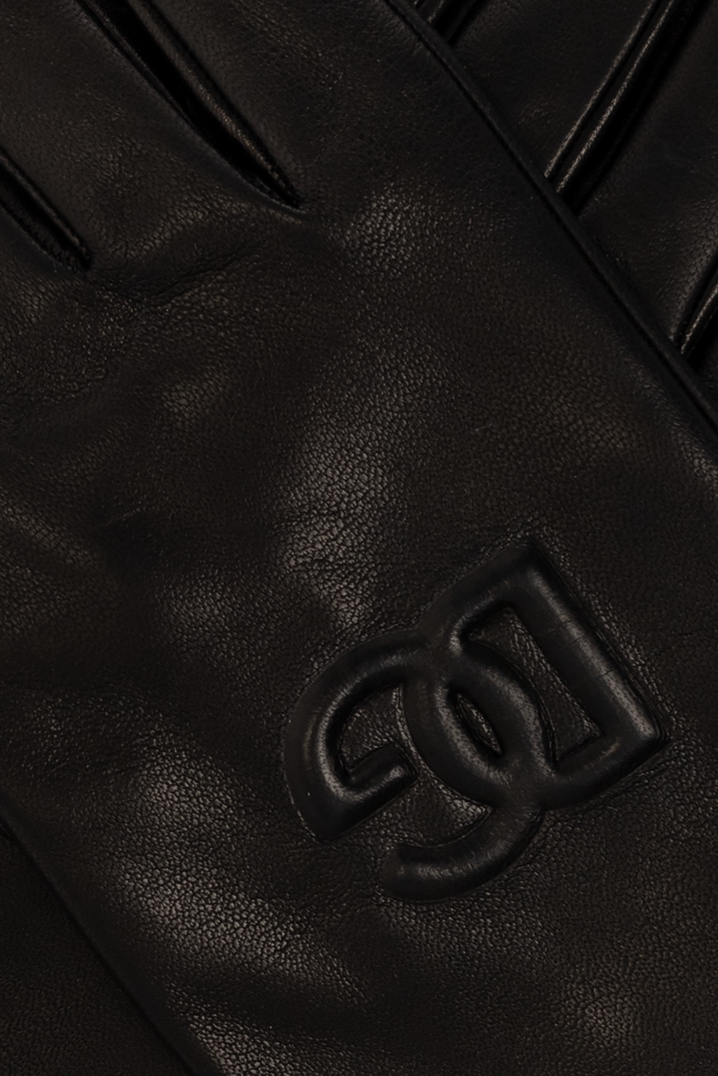 Dolce & Gabbana Men’s Black Lamb Leather Gloves with Embossed Logo