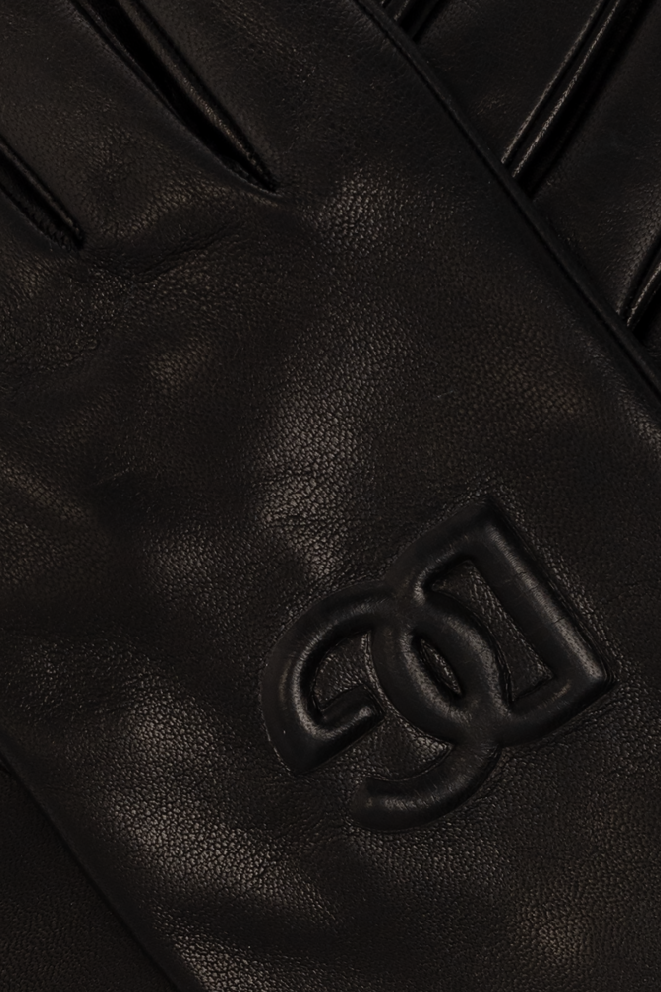 Dolce & Gabbana Men’s Black Lamb Leather Gloves with Embossed Logo