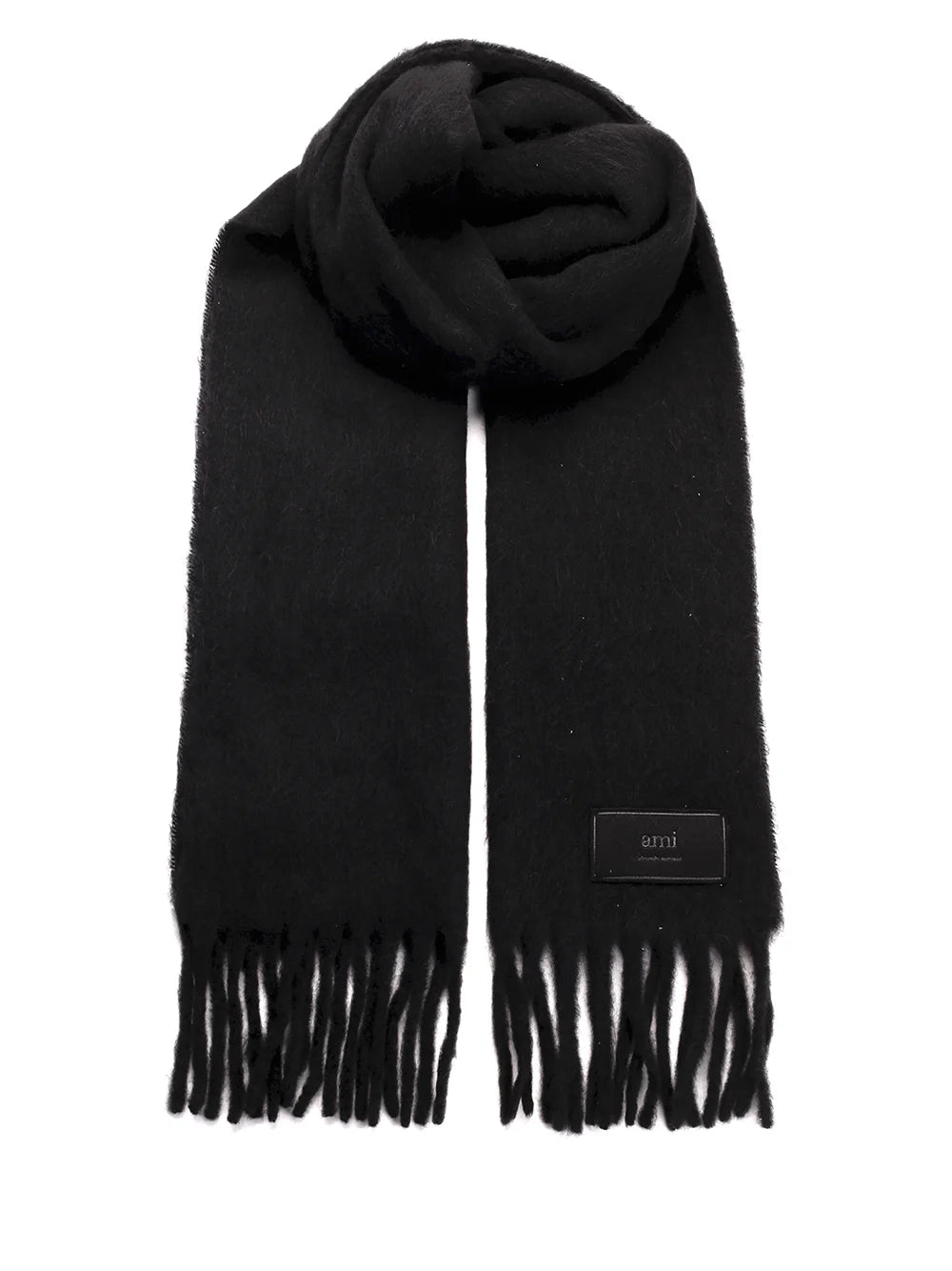 AMI Paris Black Alpaca Wool Scarf Main image