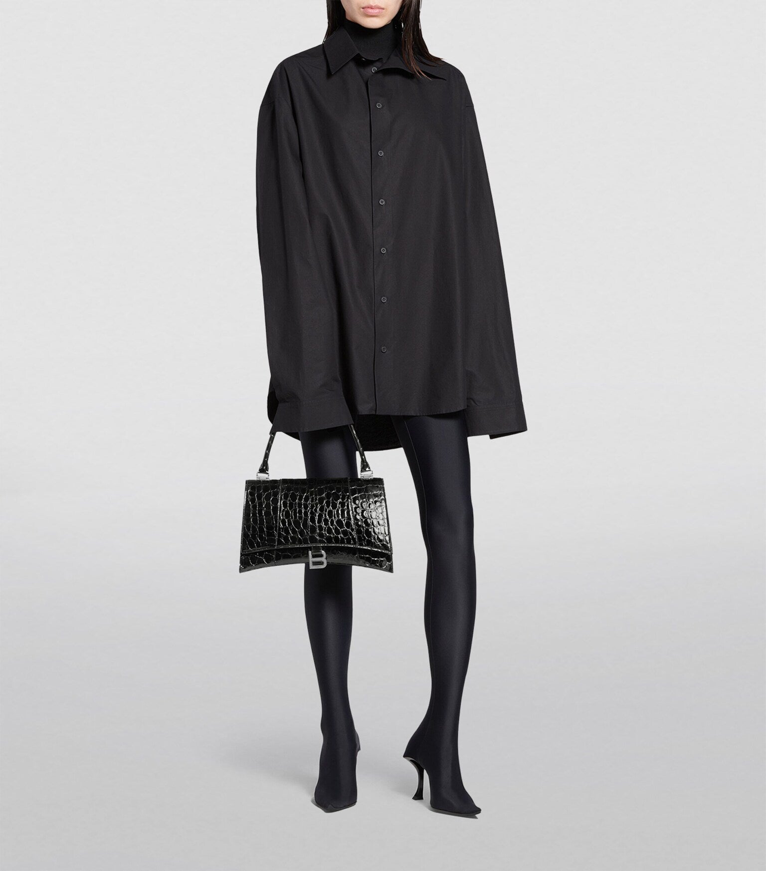 Balenciaga Medium Leather Hourglass Top-Handle Bag