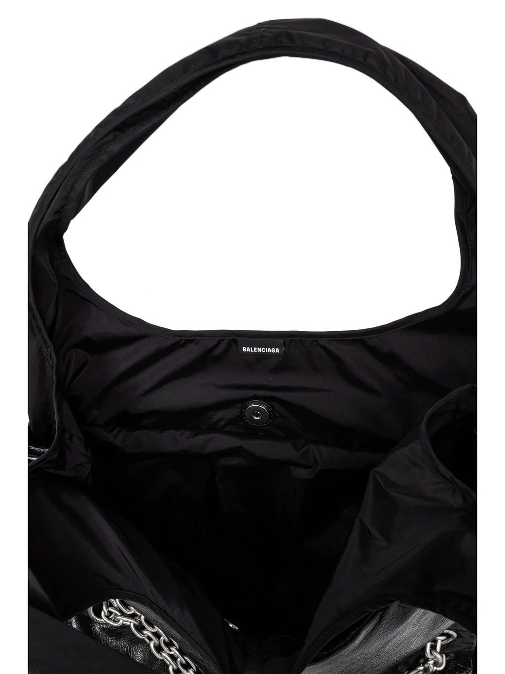 Balenciaga Large Monaco Tote Bag in Black Calf Leather with Chain Strap