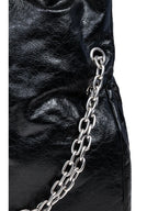 Balenciaga Large Monaco Tote Bag in Black Calf Leather with Chain Strap