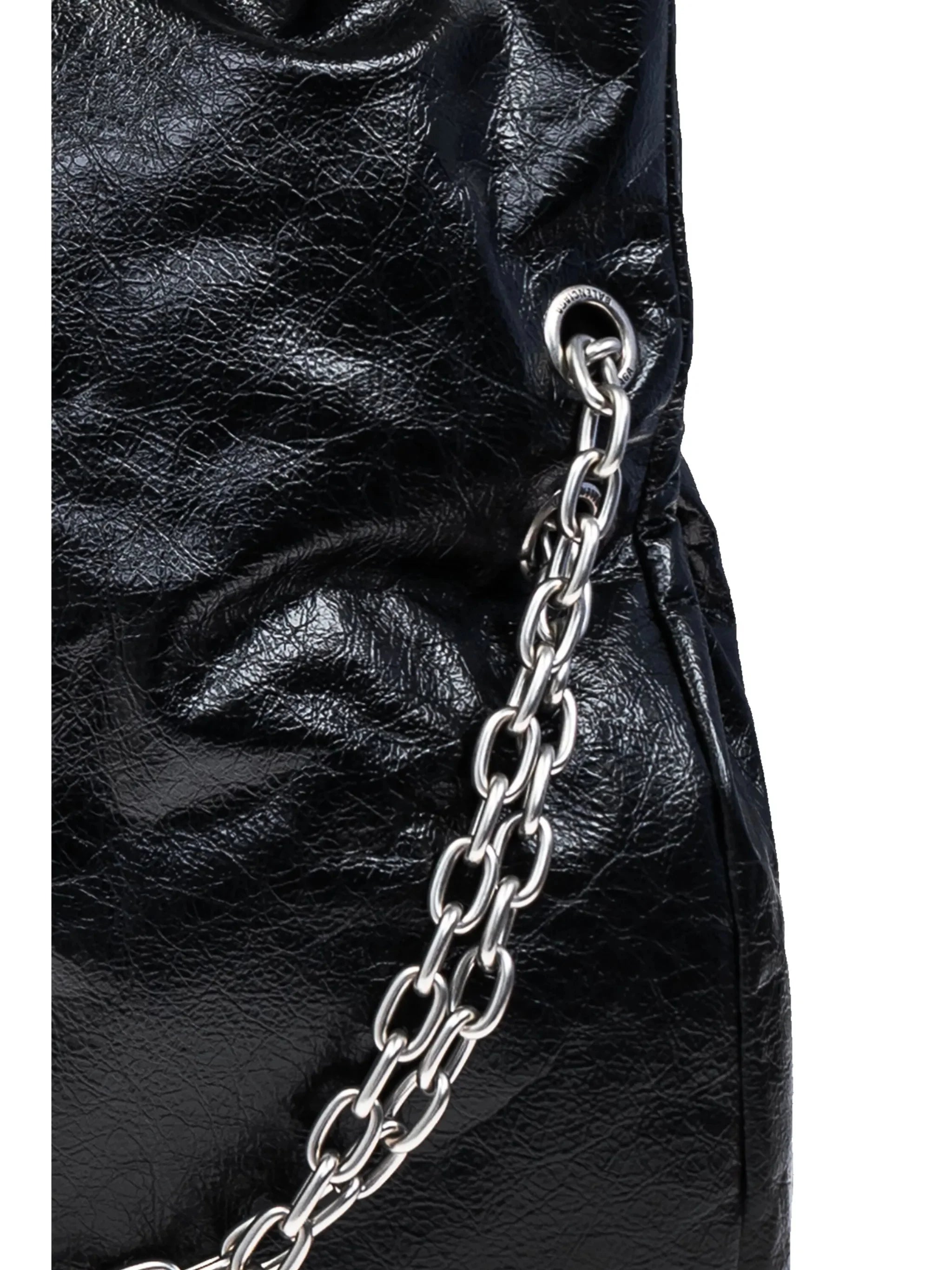 Balenciaga Large Monaco Tote Bag in Black Calf Leather with Chain Strap