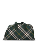 Burberry Large Shield Check-pattern Zipped Duffle Bag