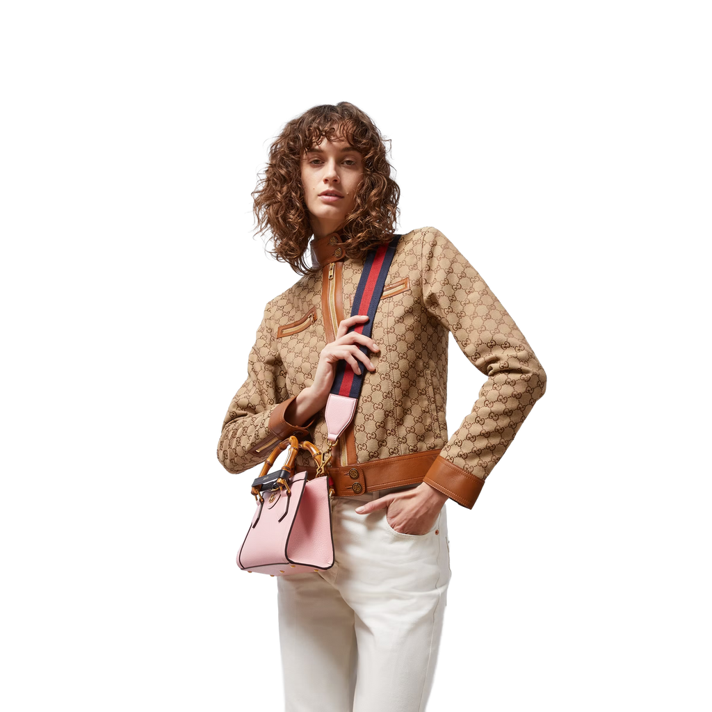 Gucci Diana Small Pink Leather Tote Bag with Bamboo Handles