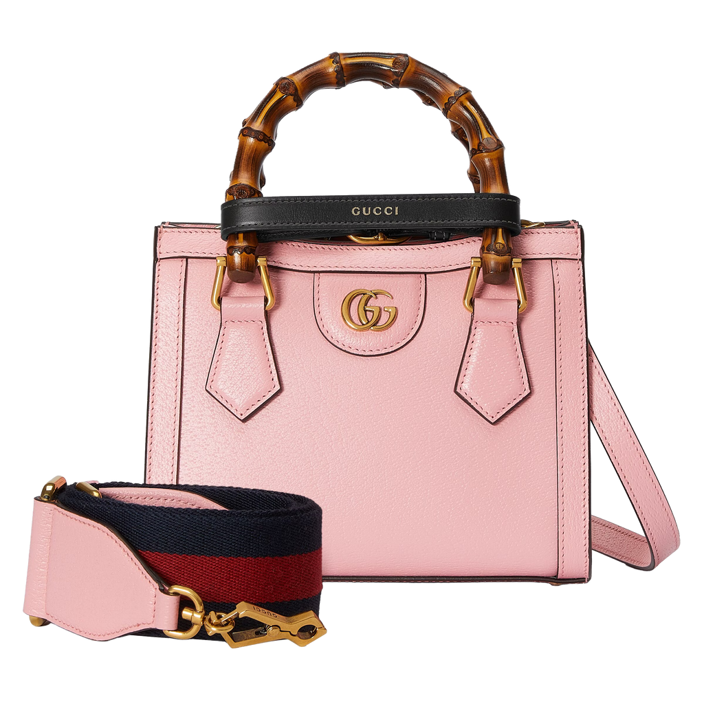 Gucci Diana Small Pink Leather Tote Bag with Bamboo Handles
