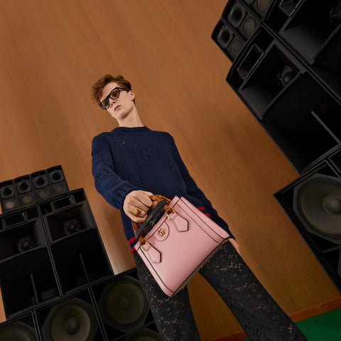 Gucci Diana Small Pink Leather Tote Bag with Bamboo Handles