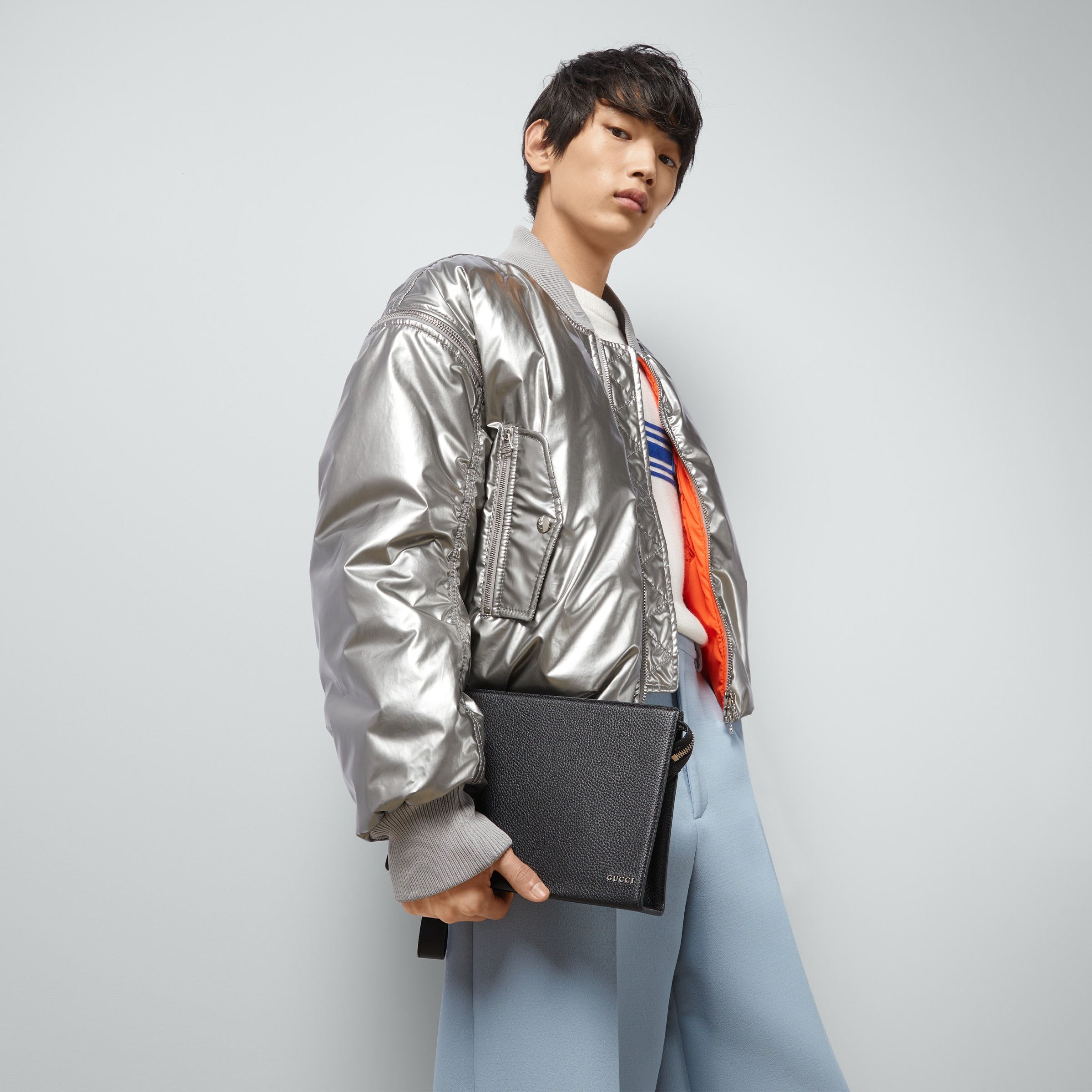 Gucci Men's Small Leather Pouch with Logo