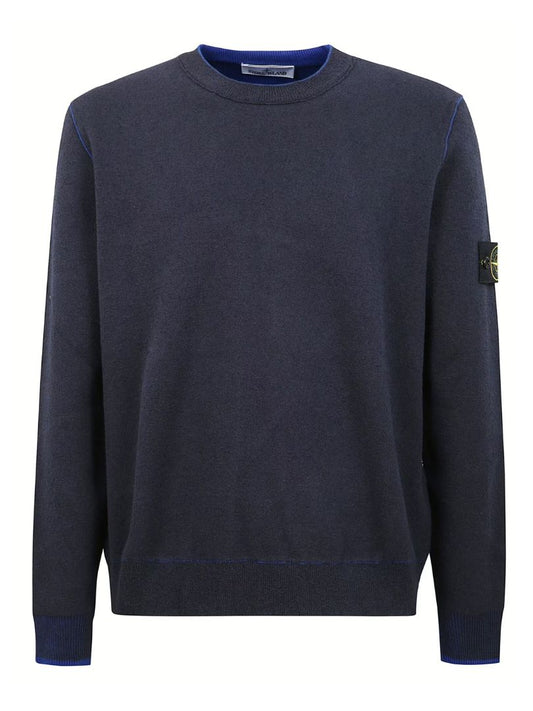 Stone Island Blue Cotton Blend Knitwear