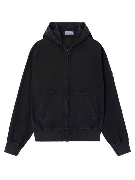 Stone Island Black Cotton Zip Hoodie