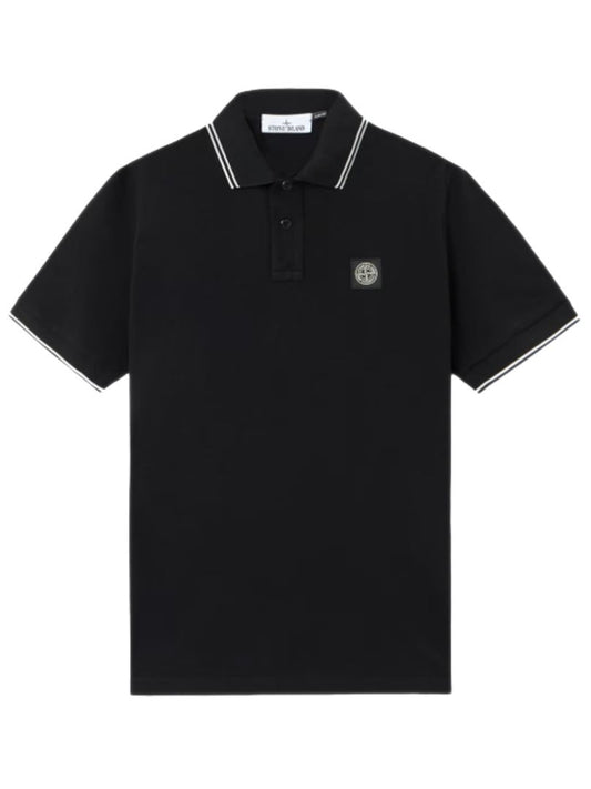 Stone Island Stretch Cotton Polo Shirt – Black