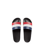 Moncler Men’s Logo Slide Slippers – Tricolor Rubber Pool Slides