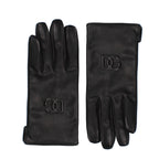 Dolce & Gabbana Men’s Black Lamb Leather Gloves with Embossed Logo