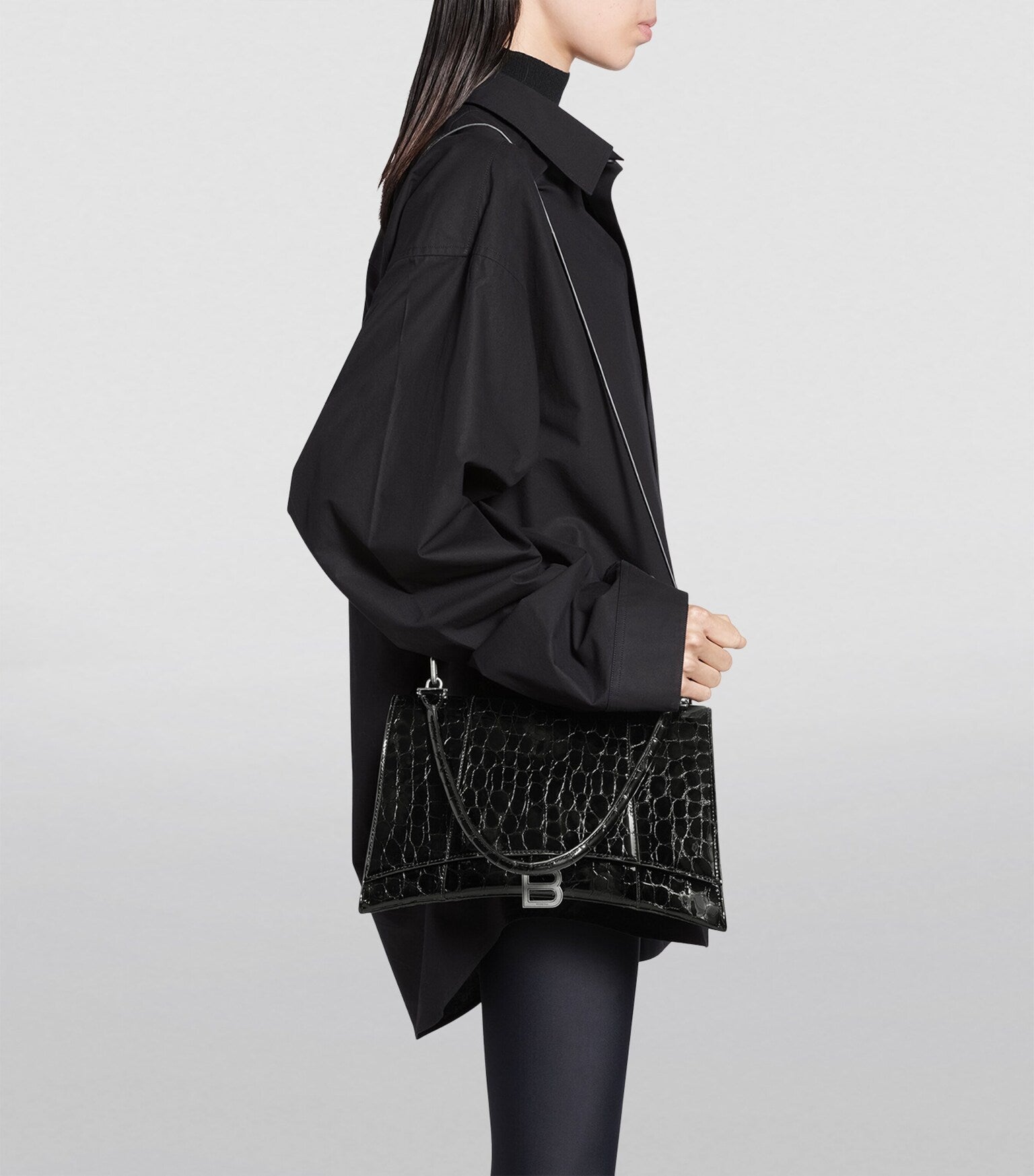 Balenciaga Medium Leather Hourglass Top-Handle Bag