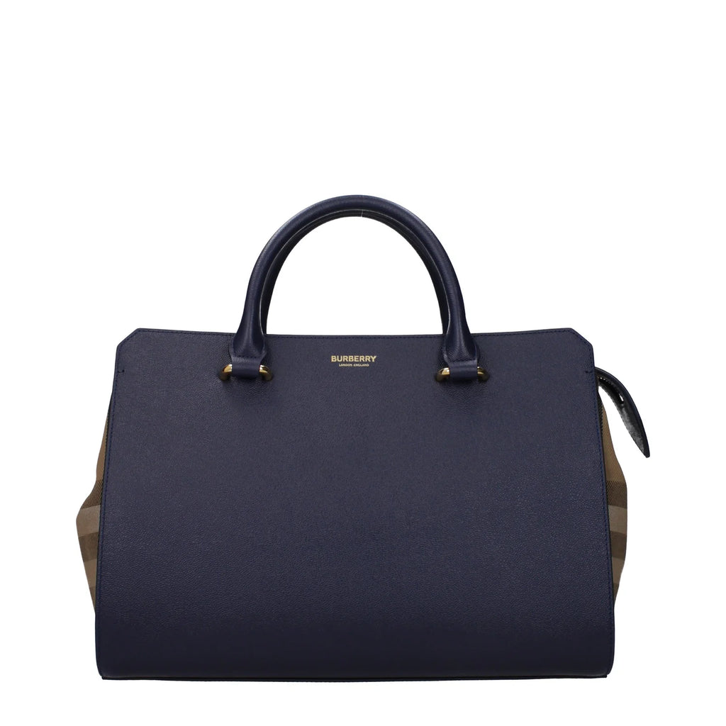 Burberry Banwell Top Handle Bag – Blue & Beige Leather