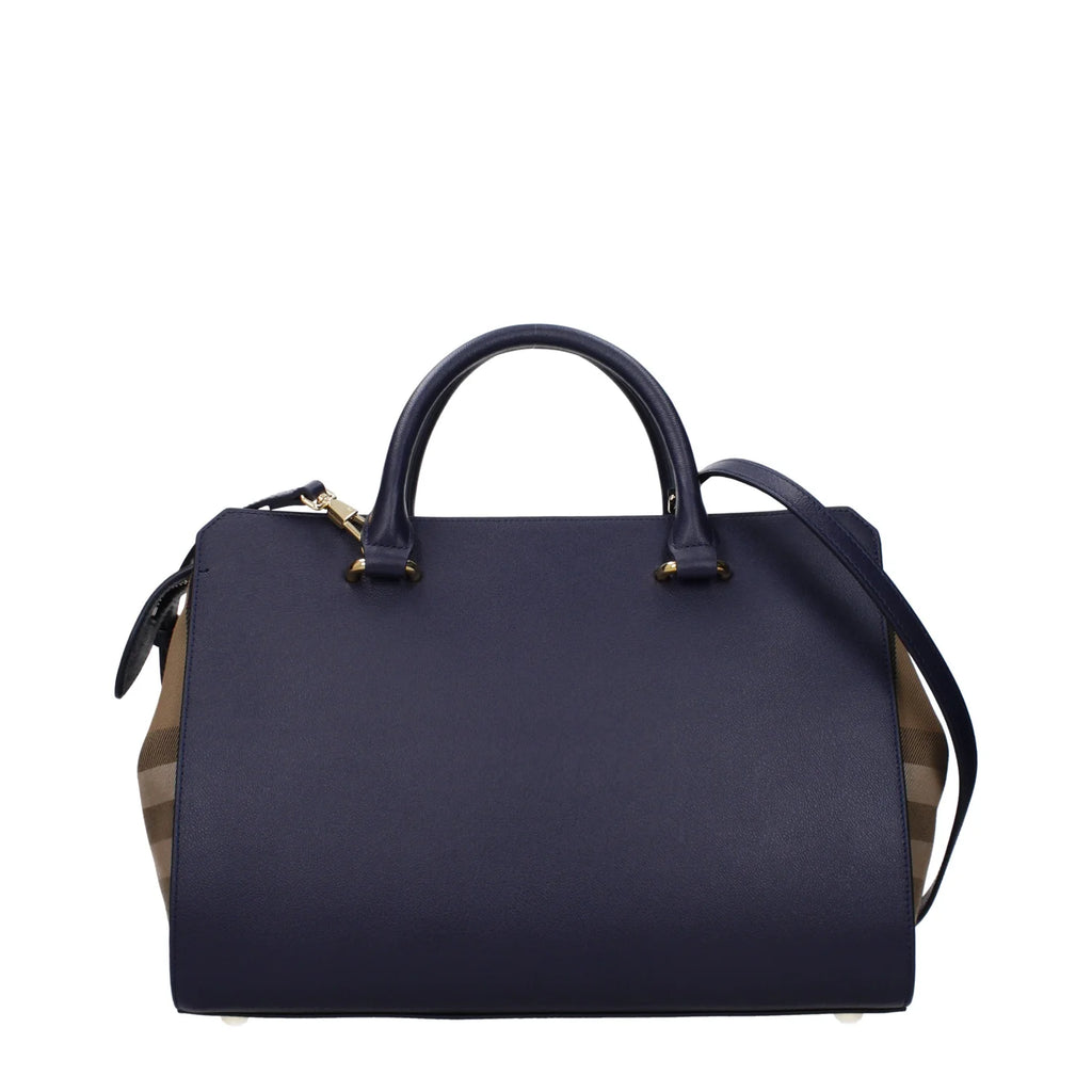 Burberry Banwell Top Handle Bag – Blue & Beige Leather