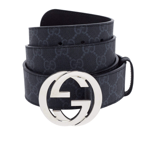 Gucci Black GG Supreme Interlocking G Belt