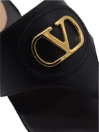 Valentino Garavani VLogo Signature Leather Heeled Sandals – Women’s Black